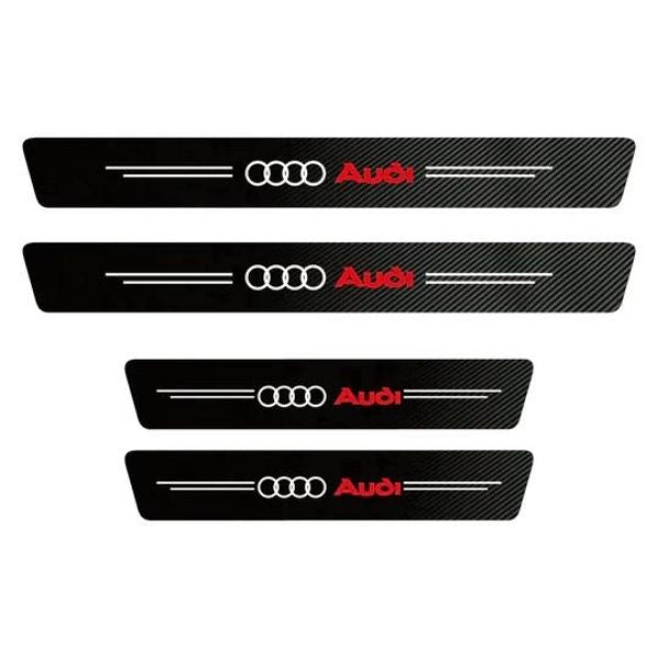 CARBON FIBER LEATHER DOOR SILL PROTECTOR (PACK OF 4 PCS)