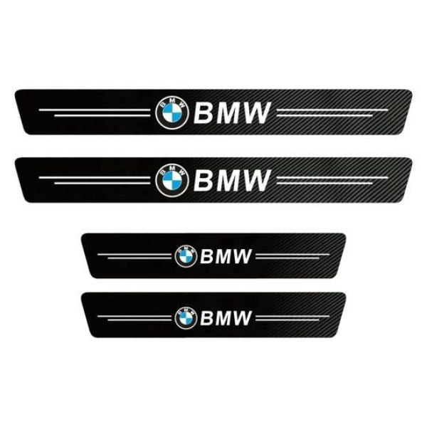CARBON FIBER LEATHER DOOR SILL PROTECTOR (PACK OF 4 PCS)