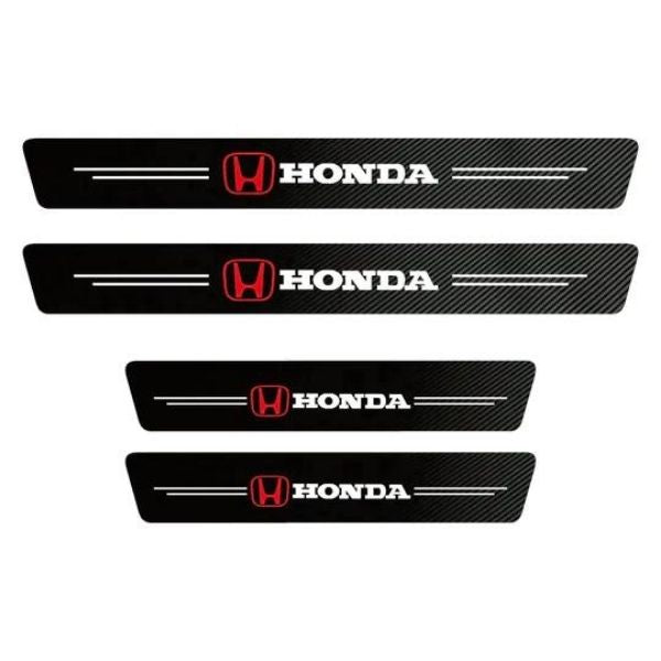 CARBON FIBER LEATHER DOOR SILL PROTECTOR (PACK OF 4 PCS)