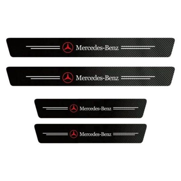 CARBON FIBER LEATHER DOOR SILL PROTECTOR (PACK OF 4 PCS)
