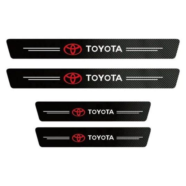 CARBON FIBER LEATHER DOOR SILL PROTECTOR (PACK OF 4 PCS)