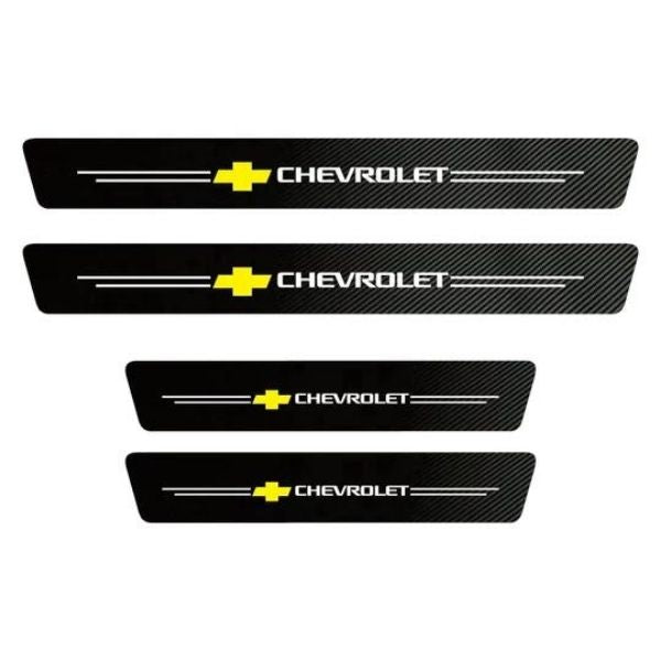 CARBON FIBER LEATHER DOOR SILL PROTECTOR (PACK OF 4 PCS)