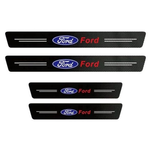 CARBON FIBER LEATHER DOOR SILL PROTECTOR (PACK OF 4 PCS)