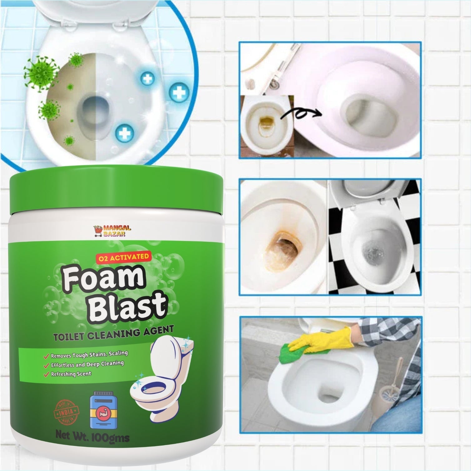 FoamBlast O2 Toilet Cleaning Agent - Pack of 3
