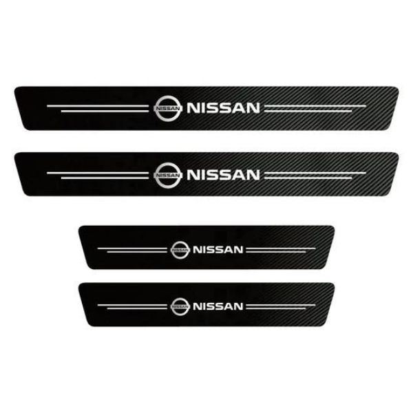 CARBON FIBER LEATHER DOOR SILL PROTECTOR (PACK OF 4 PCS)