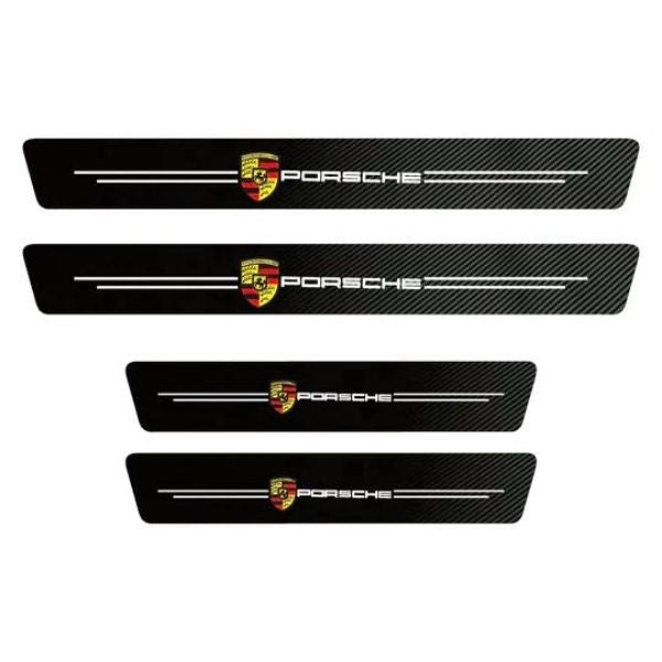 CARBON FIBER LEATHER DOOR SILL PROTECTOR (PACK OF 4 PCS)