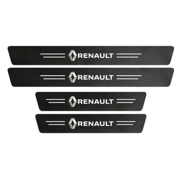 CARBON FIBER LEATHER DOOR SILL PROTECTOR (PACK OF 4 PCS)