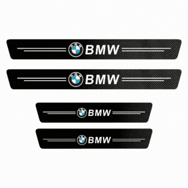 CARBON FIBER LEATHER DOOR SILL PROTECTOR (PACK OF 4 PCS)