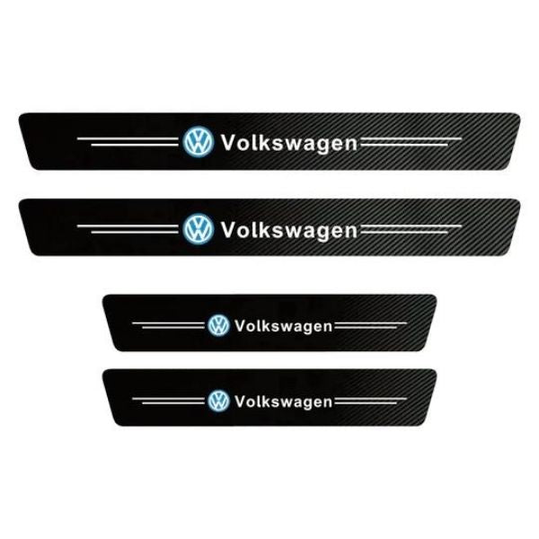 CARBON FIBER LEATHER DOOR SILL PROTECTOR (PACK OF 4 PCS)